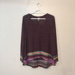 C. Oliver Long Sleeve Top w/ Embroidery